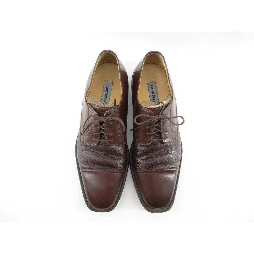 Johnston Murphy Corbett II Brown/Mahogany  Leather Cap Toe Oxford Shoes SZ 9.5 M